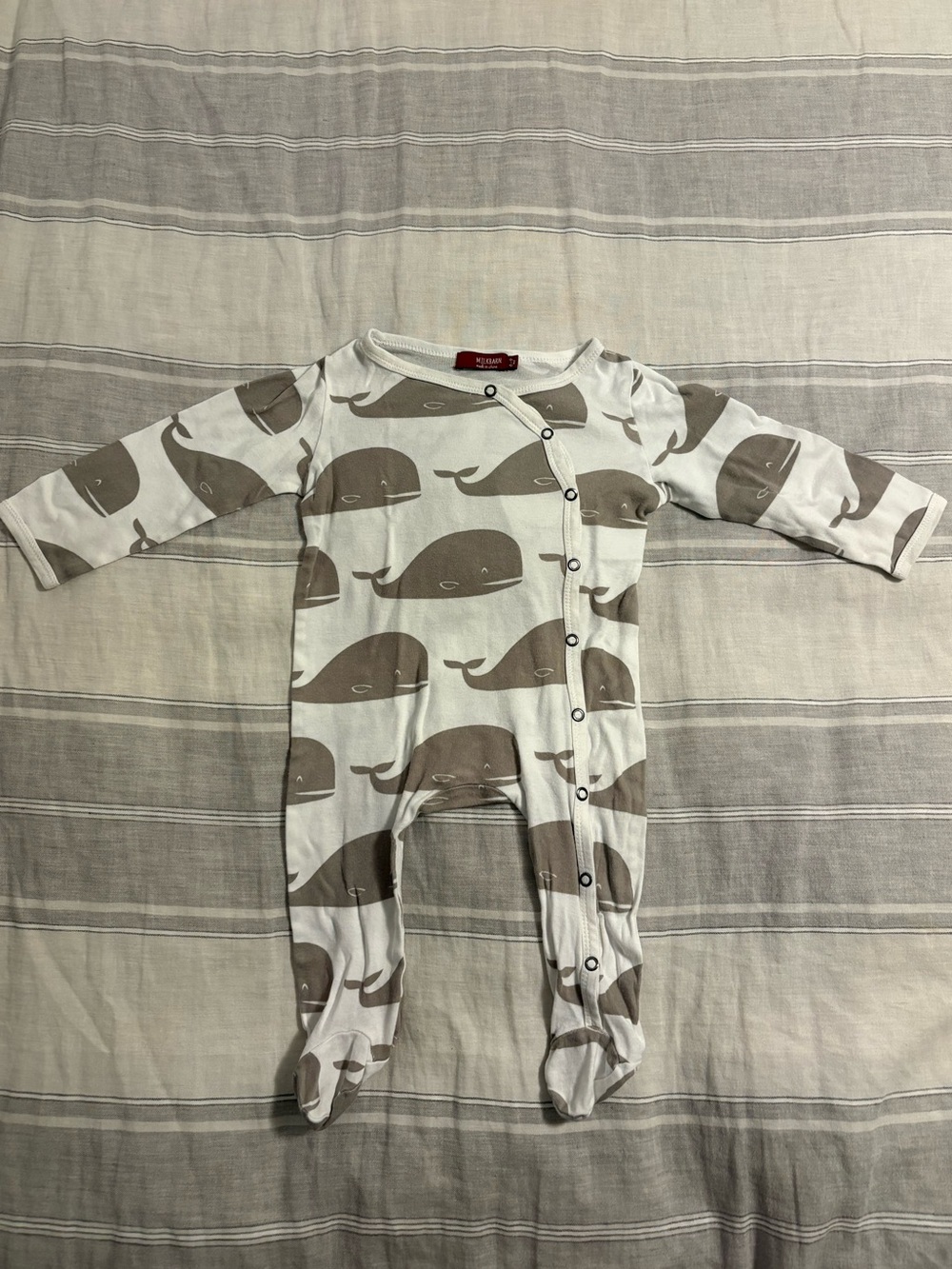 Milkbarn Whale Snap Footie Pajama 6-9M